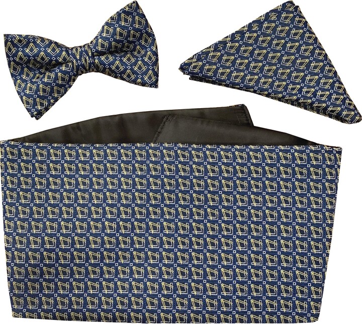 Great British Tie Club Freemasons Masonic Navy Blue & Gold Cummerbund