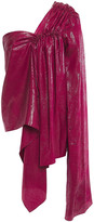 Thumbnail for your product : Roland Mouret One-shoulder Gathered Metallic Silk-blend Jacquard Top