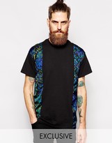 Thumbnail for your product : Reclaimed Vintage Longline T-Shirt With Floral Stripes