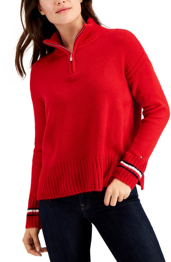 quarter button sweater womens