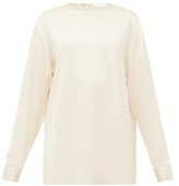 Thumbnail for your product : Raey Long-sleeved Silk-satin Blouse - Cream