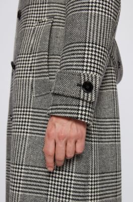 HUGO BOSS Double-breasted coat in a checked wool blend