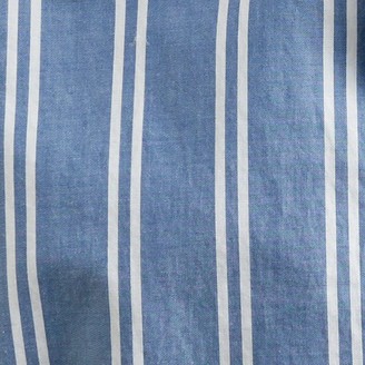 Tie Bar Double Vertical Stripe Blue Dress Shirt