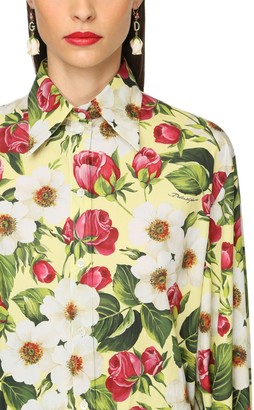 Dolce & Gabbana Flower Print Cotton Poplin Classic Shirt