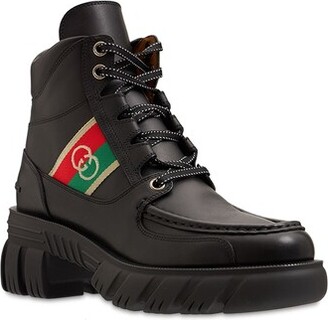 Gucci Leather boot with bee Web - ShopStyle