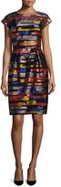 Thumbnail for your product : Escada Cap-Sleeve Brushstroke-Print Dress, Multi Colors