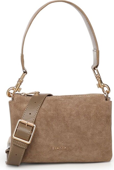 Biasia Suede Zip Shoulder Bag