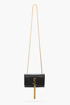 Thumbnail for your product : Saint Laurent Black Leather Tasseled Cassandre Shoulder Bag