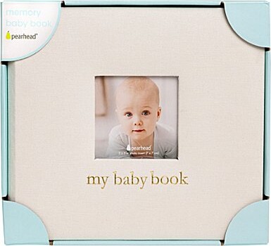 Pearhead Linen Gold Detail Baby Book