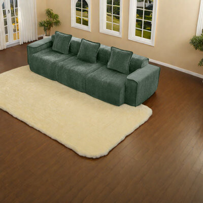 Latitude Run Modern Velvet Sofas Spacious Green 3-seater For Family Living Room