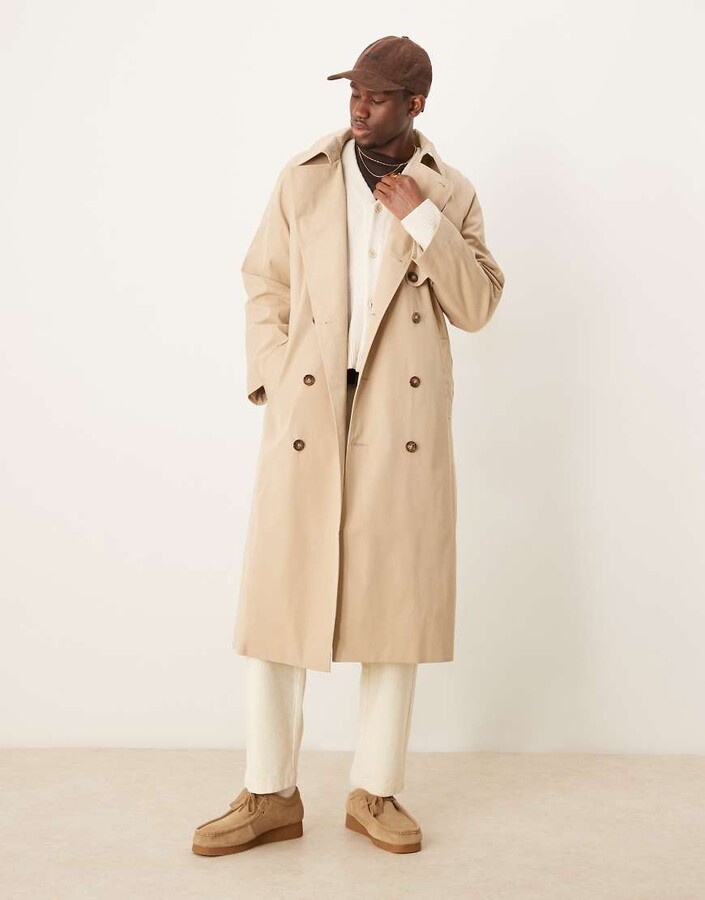 Trench Coat Asos Camel Coat Mens ASOS DESIGN Relaxed Fit