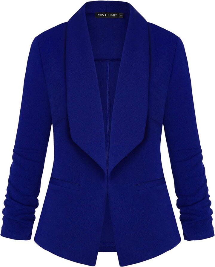 MINTLIMIT Womens Casual 3/4 Sleeve Front Open Blazer Side Pockets Work Suit Office Jacket 