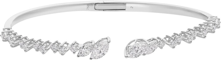 Spectrum Jewels Minimalist Open 2.52ct Diamond Bangle Bracelet 14k Solid White Gold