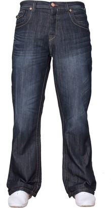 APT Mens Basic Blue Bootcut Wide Leg Flared Work Casual Jeans Big Sizes Grey 34 W X34