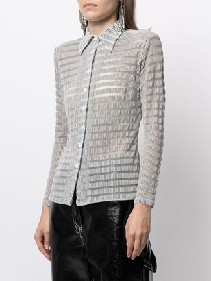 Fendi Pre-Owned Sheer-Panelled Striped Shirt