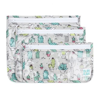 Bumkins Clear Cactus Print 3-Pack Travel Pouch Set