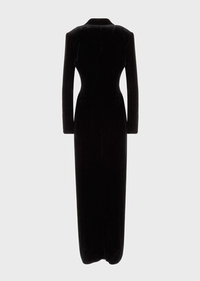 Giorgio Armani Velvet Double-Breasted Dress With Side Slit