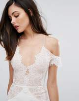 Thumbnail for your product : Rare London Off Shoulder Mini Bodycon Dress In Scallop Lace