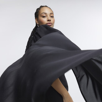 River Island Womens Plus Black Chiffon Sleeve Bodycon Midi Dress