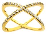 Thumbnail for your product : Lord & Taylor Gold Tone and Crystal Crossed Saturn Ring