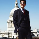 Thumbnail for your product : Charles Tyrwhitt Navy herringbone London shrunk slim fit suit pants