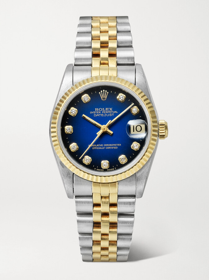 Stephanie Windsor + Rolex Vintage 1995 Datejust Automatic 31mm 18-karat Gold, Stainless Steel And Diamond Watch, Ref. No. 68273 (fits Up To 7" Wrist) - Gray