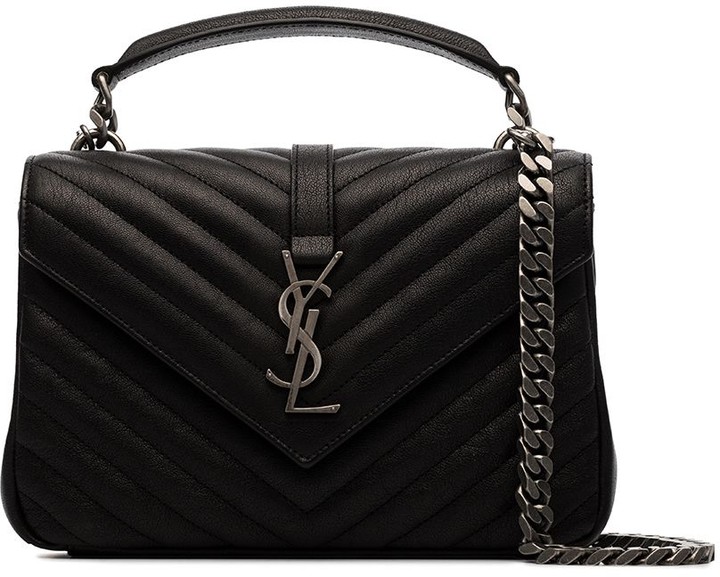 medium college quilted leather shoulder bag