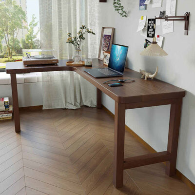 Groove Interior Light walnut L-Shaped Solid Wood desk