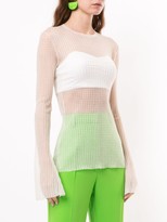 Thumbnail for your product : Kwaidan Editions Waffle-Weave Bell-Sleeved Organza Top