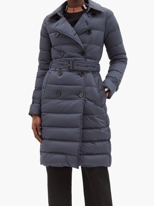 Burberry Arniston Double-breasted Quilted-shell Coat - Navy