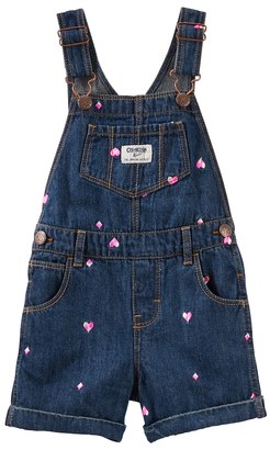 Osh Kosh Baby Girl Embroidered Heart Denim Shortalls
