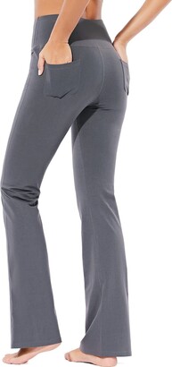 Women Flap Pockets Boot Cut Yoga Pants