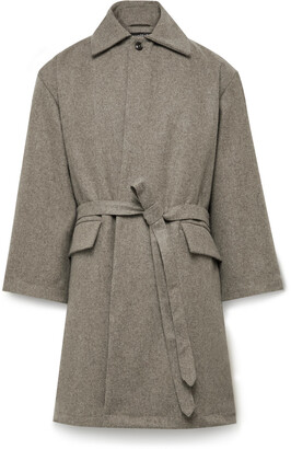 MONITALY Jute Belted Wool-Blend Flannel Coat - ShopStyle