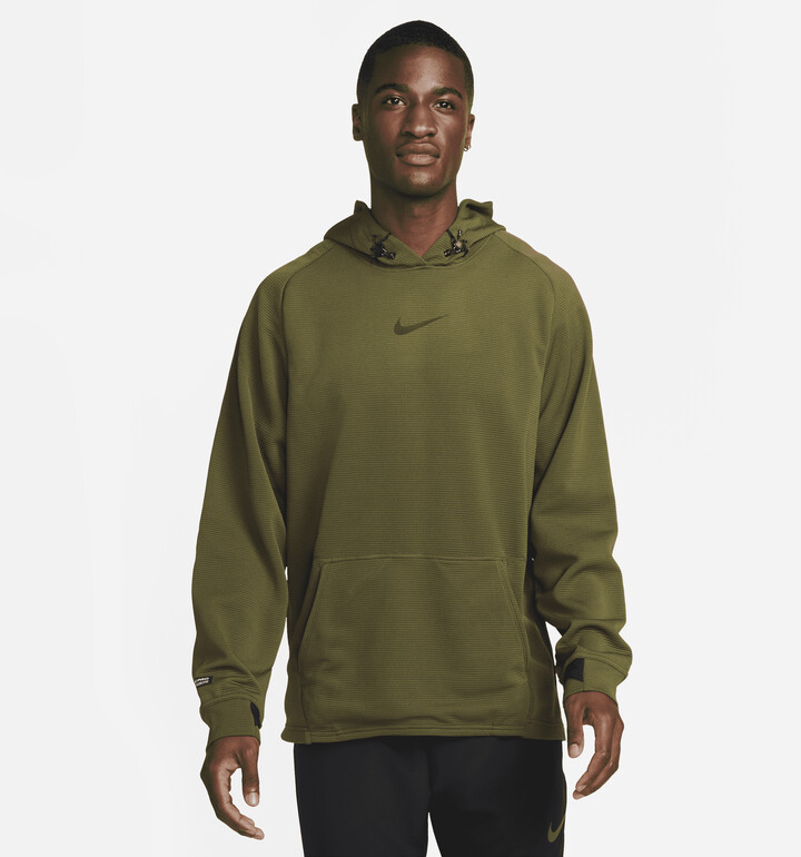 Nike Men's Pro Pullover Fleece Training Hoodie in Green - ShopStyle