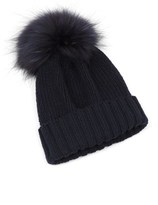 Thumbnail for your product : Inverni Navy Cashmere Pom Pom Beanie