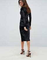 Thumbnail for your product : Club L Embroidered Velvet Wrap Asymetric Dress
