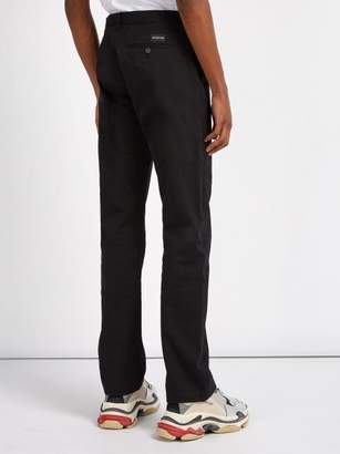 Balenciaga Mid Rise Straight Leg Cotton Chino Trousers - Mens - Black