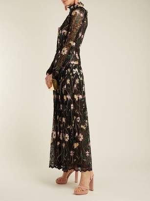 Giambattista Valli Floral Embroidered Chantilly Lace Gown - Womens - Black Multi