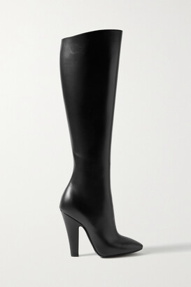 Saint Laurent Koller Leather Knee Boots - Black