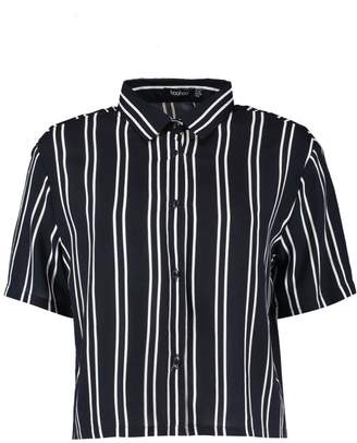 boohoo Striped Short Sleeve Boxy Shirt