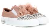 Miu Miu Crystal embellished satin slip-on sneakers