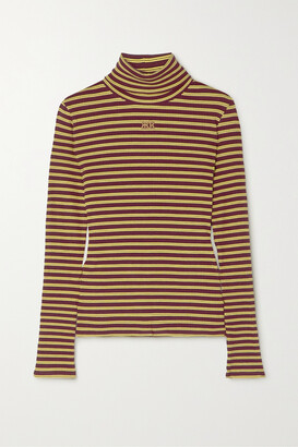 Wales Bonner Sonic Striped Ribbed Stretch-jersey Turtleneck Top - Yellow