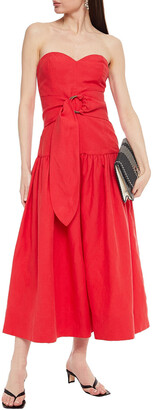 Mara Hoffman Augustina Strapless Belted Tencel And Linen-blend Midi Dress
