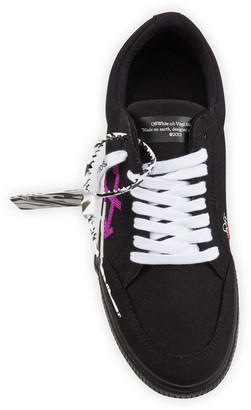 Off-White Men's Arrow Vulcanized Canvas Sneakers, Black/Purple