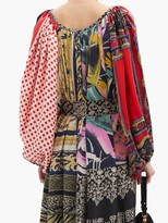 Thumbnail for your product : RIANNA + NINA Patchwork Gathered-neck Vintage-silk Dress - Multi