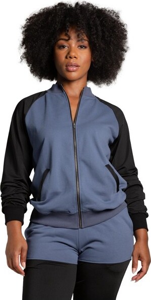 Poetic Justice PoeticJusticeWomen'sZipUpConrastBlockedSweatshirtJacketFrenchNavyLarge