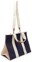 Thumbnail for your product : Rue De Verneuil - Tote Large Leather-trimmed Canvas Bag - Womens - Navy Multi