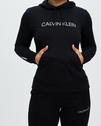 Calvin Klein Performance Women's Black Hoodies - Pullover Logo Hoodie - Size M at The Iconic