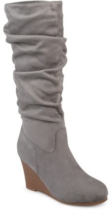 womens grey wedge booties