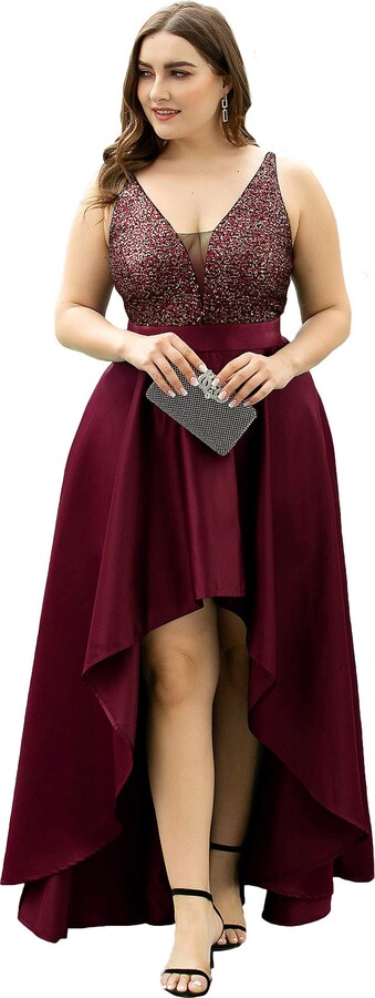 burgundy plus size formal dress